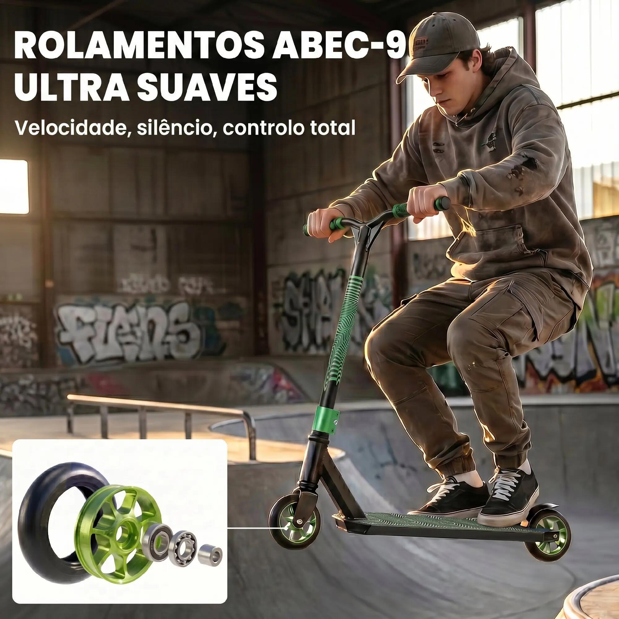 Trotinete acrobática 66x47x81 cm verde SPORTNOW 8/11