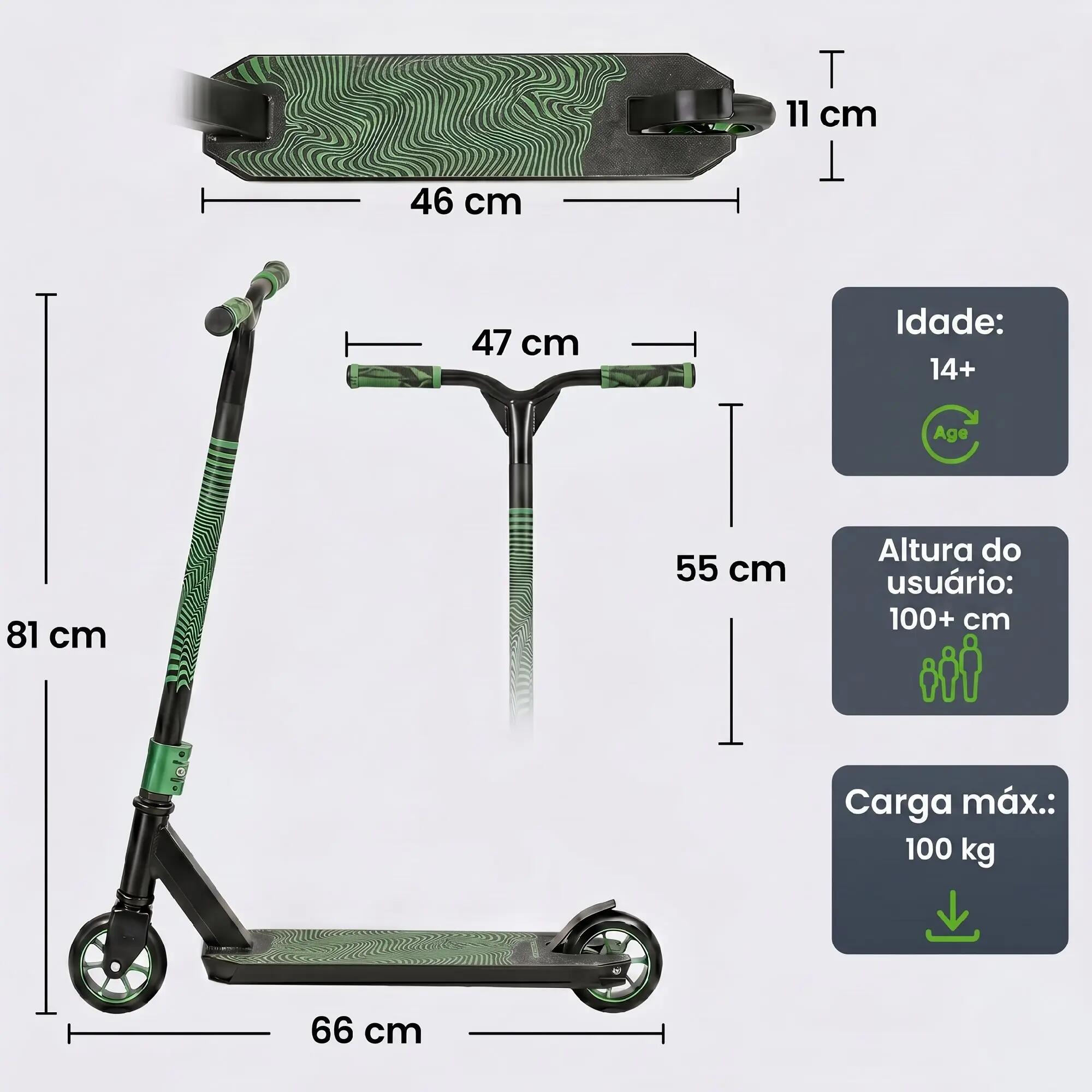 Trotinete acrobática 66x47x81 cm verde SPORTNOW 6/11
