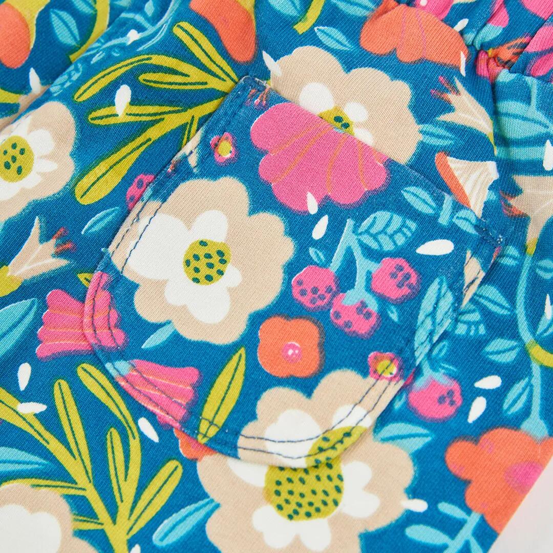 Pantalón felpa niña verde estampado flores 4/4