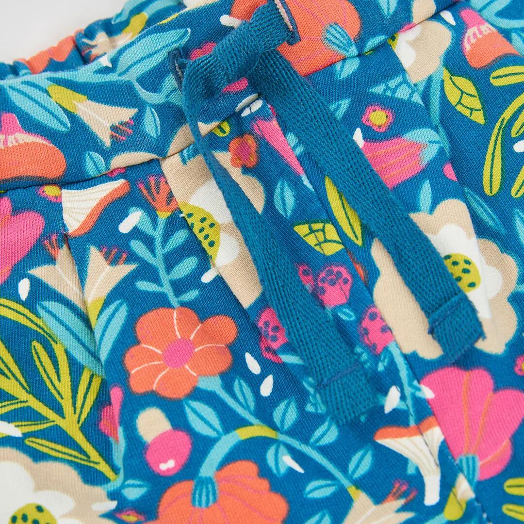 Pantalón felpa niña verde estampado flores 3/4