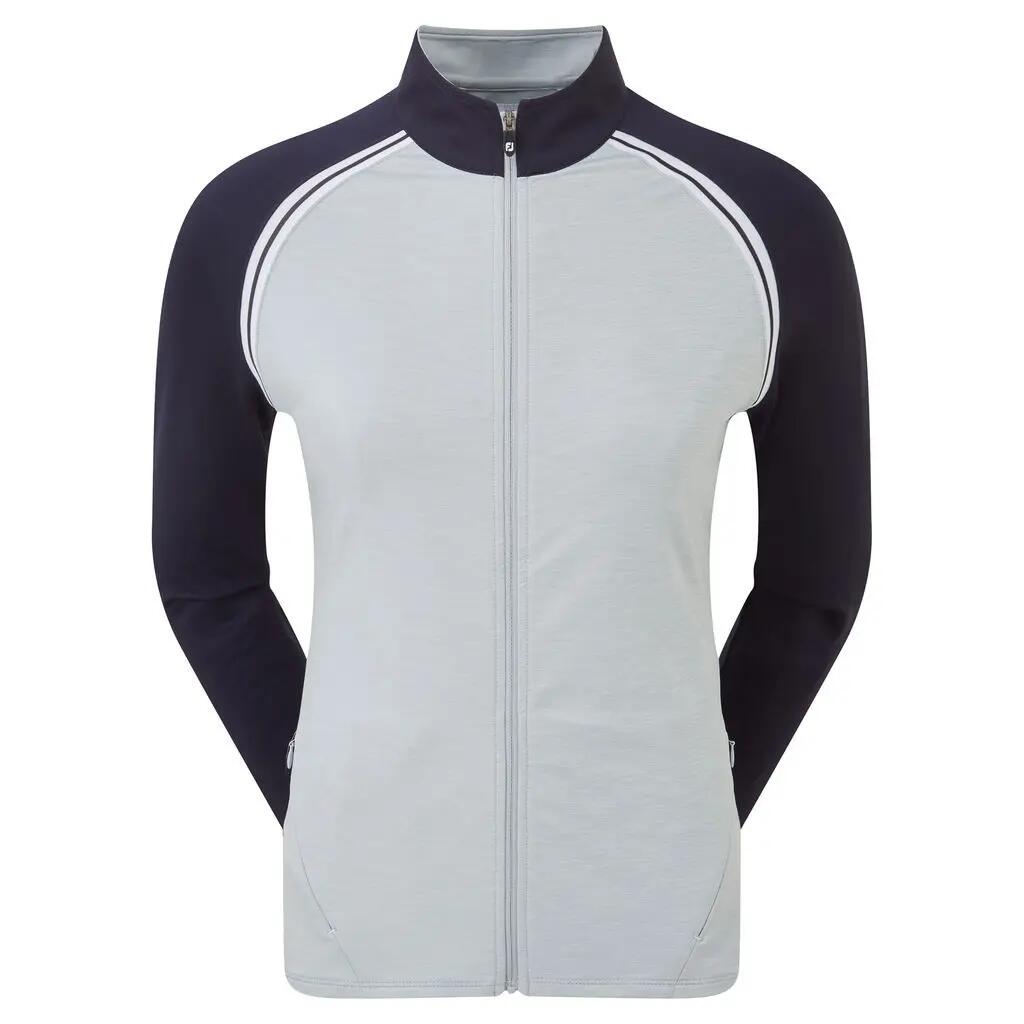 Chaqueta Golf Footjoy French Terry Full Zip Mujer Gris Y Azul Marino 1/2