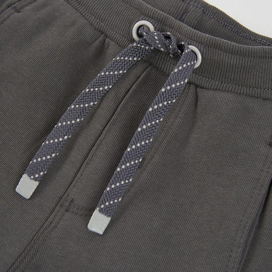 Pantalón felpa niño gris con cordón 3/4