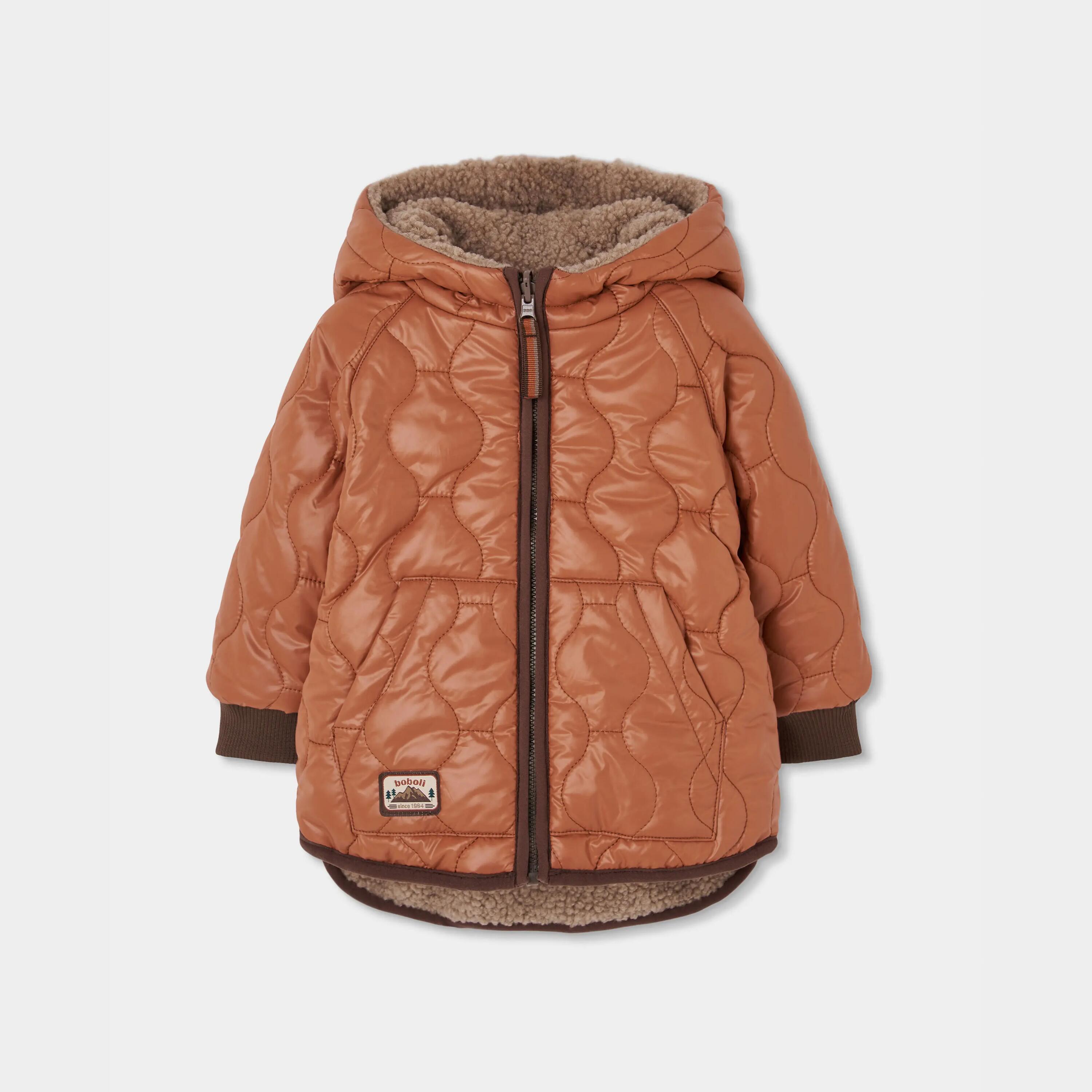 Parka tejido técnico reversible niño marrón 3/7