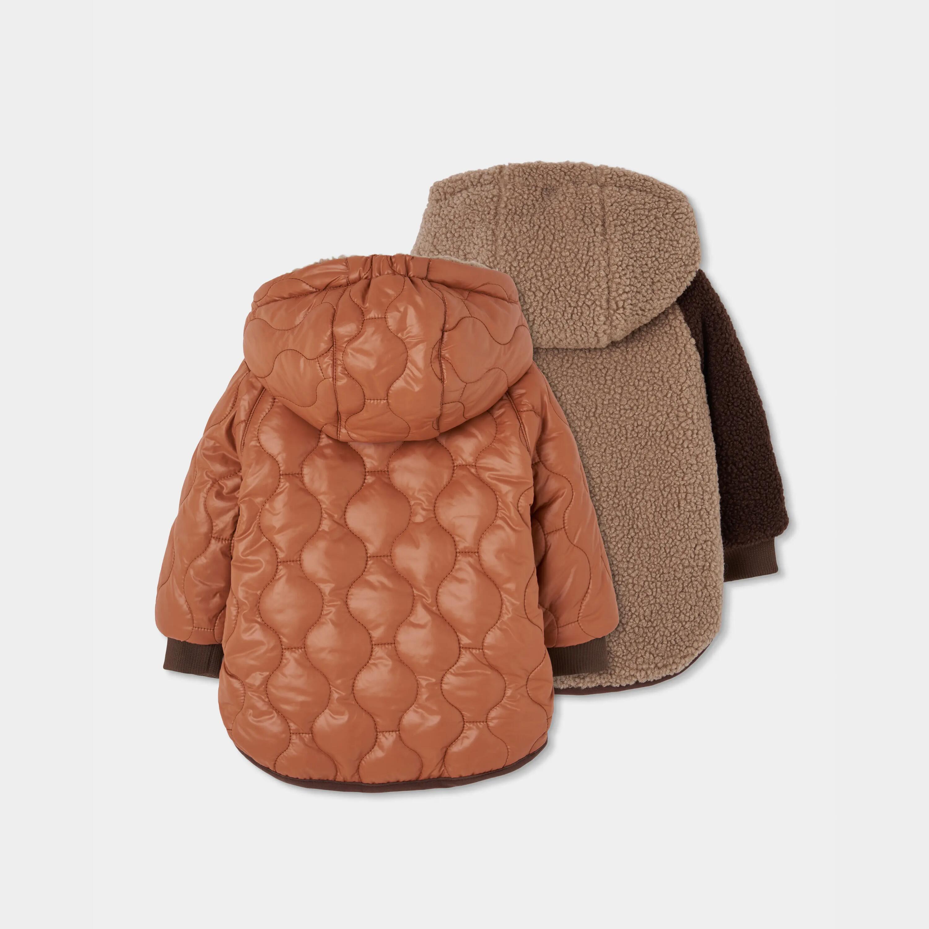 Parka tejido técnico reversible niño marrón 2/7
