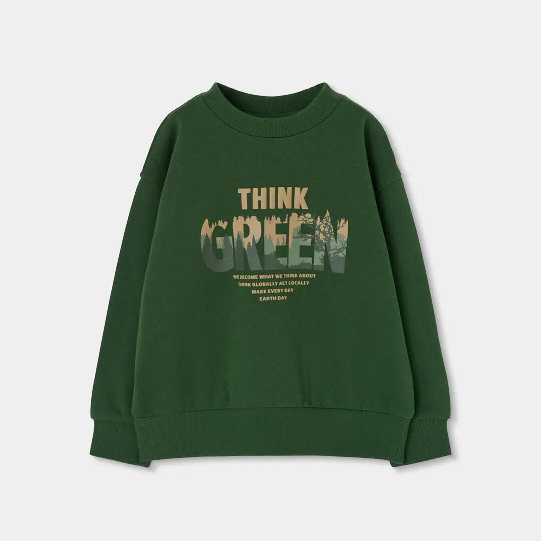 Conjunto punto niño verde estampado Think Green 3/7
