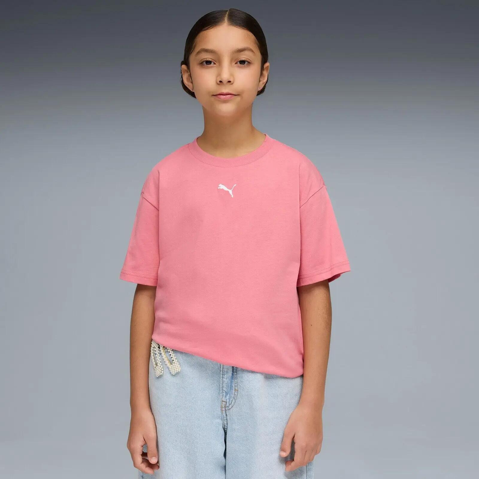 Camiseta Puma Ess Boxy Tee G Cool Blue, Rosado, Niños 4/5