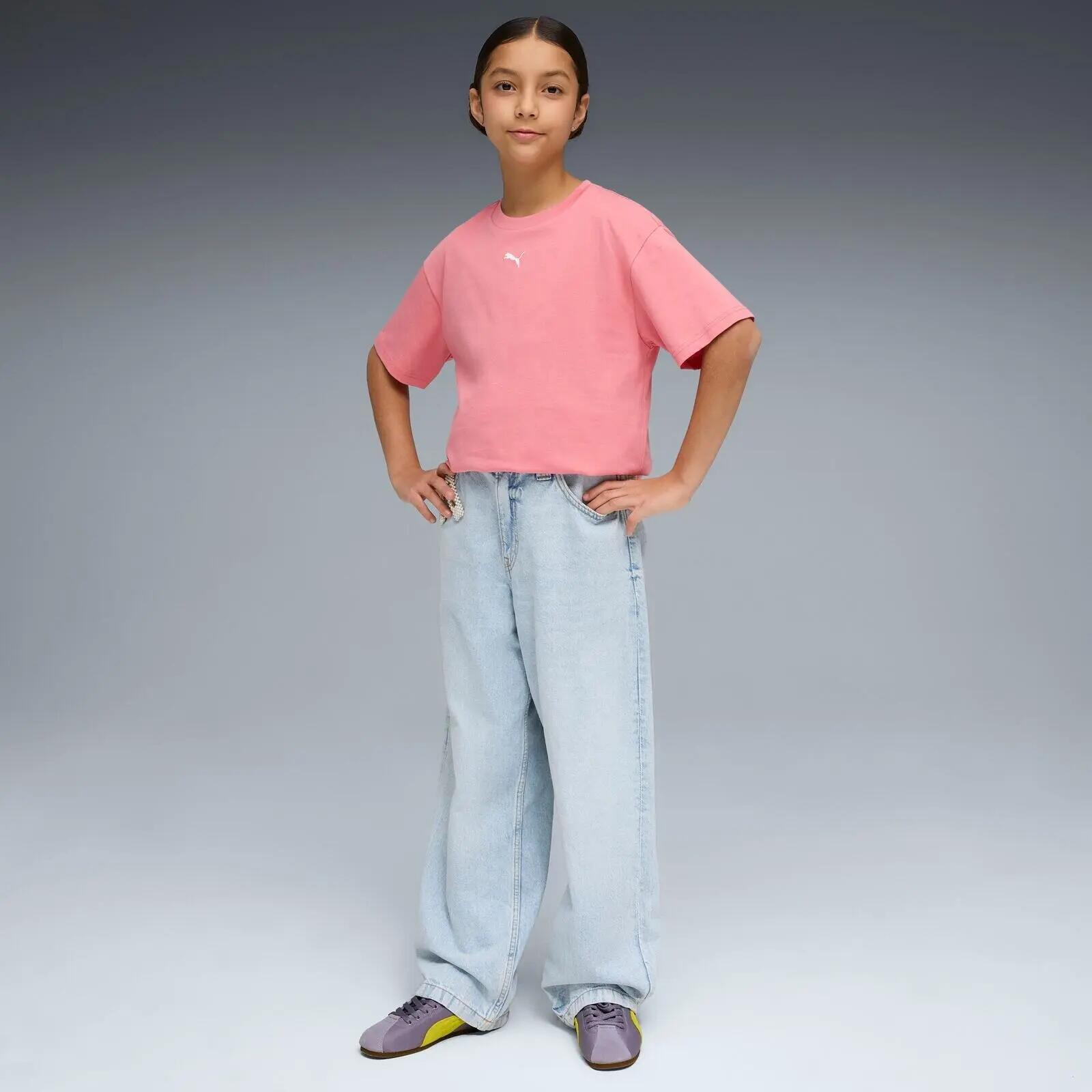 Camiseta Puma Ess Boxy Tee G Cool Blue, Rosado, Niños 3/5