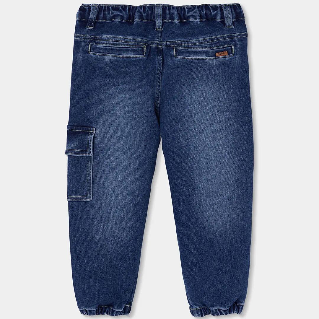 Pantalón denim niño azul con bolsillo lateral 2/4