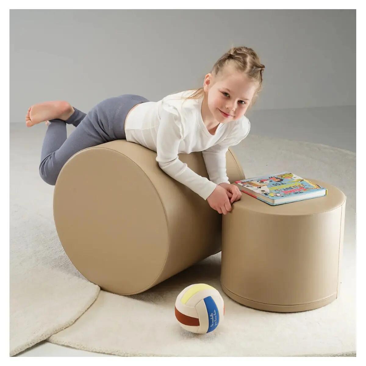 Ronde poef in beige - klein 2/2