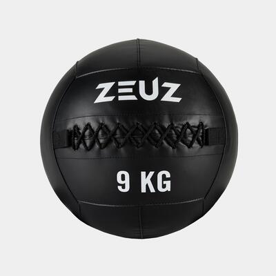 Zeuz wall ball 2 kg pro+ geschikt voor crossfit, fitness & hyrox – zwart & wit