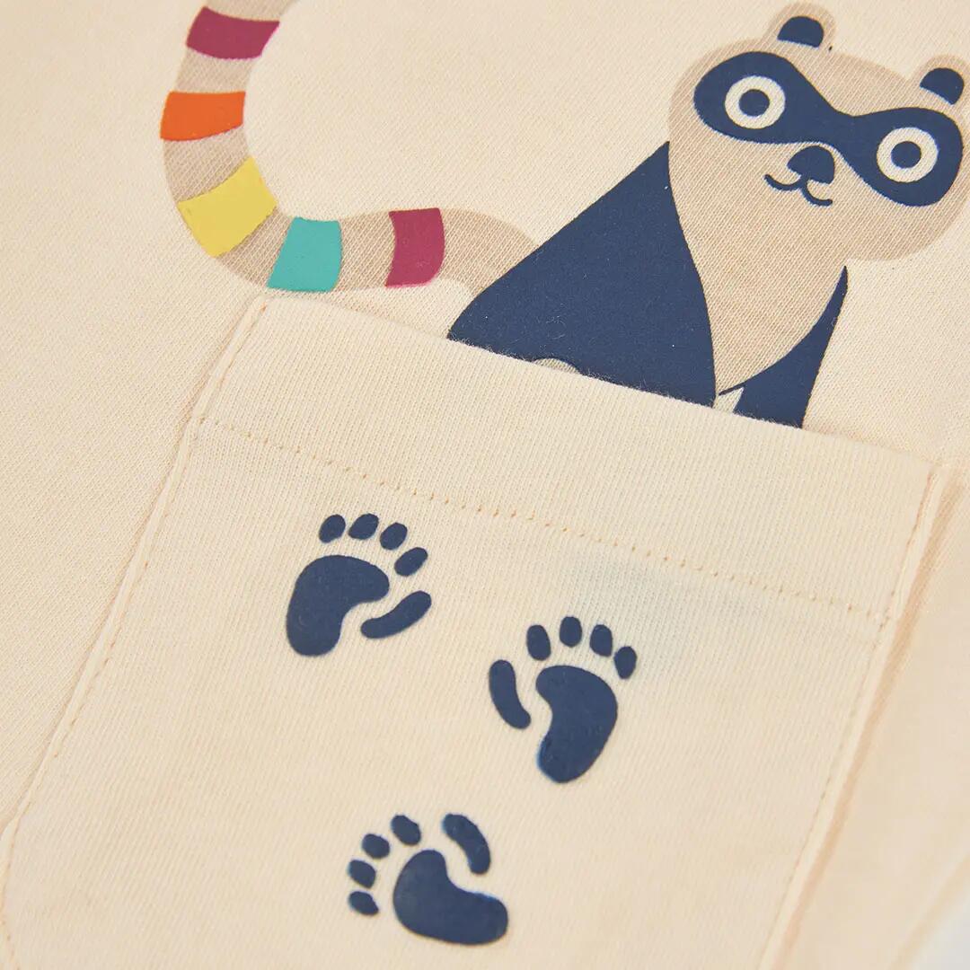 Camiseta punto niño crudo estampado de panda 3/4