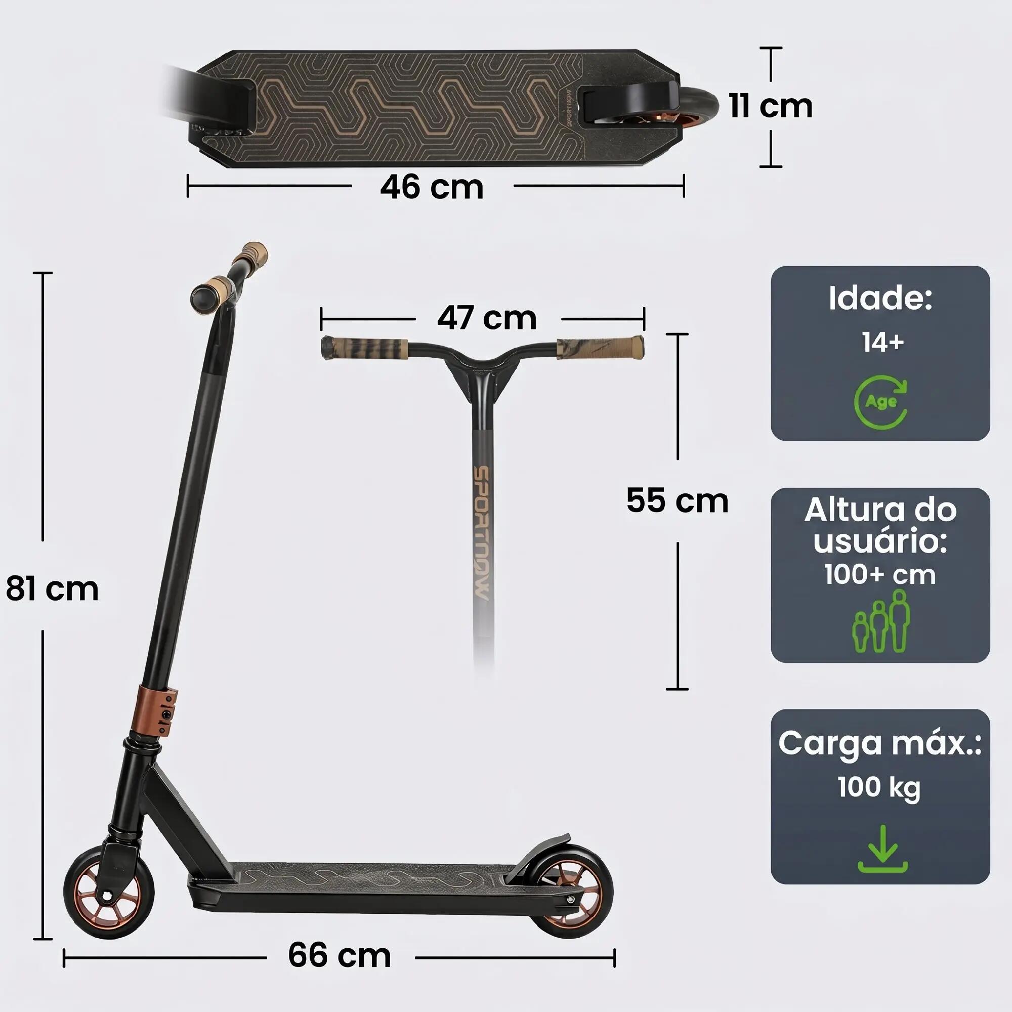 Trotinete de acrobacias 66x47x81 cm tom dourado SPORTNOW 6/11