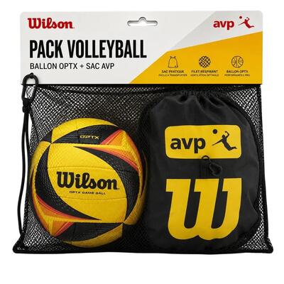 Pacchetto con pallone Wilson OPTX ufficiale + borsa a rete AVP