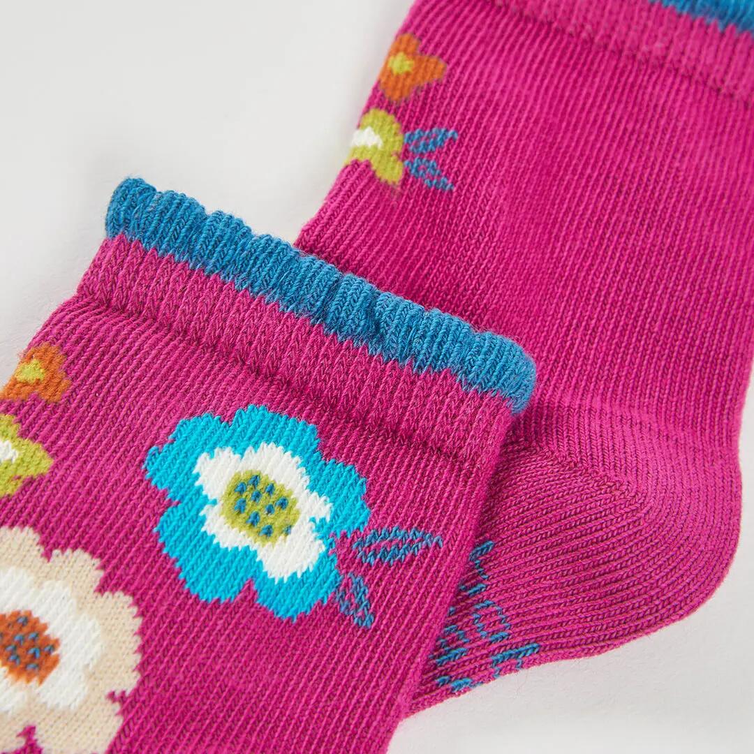 Pack calcetín verde estampado de flores 3/4