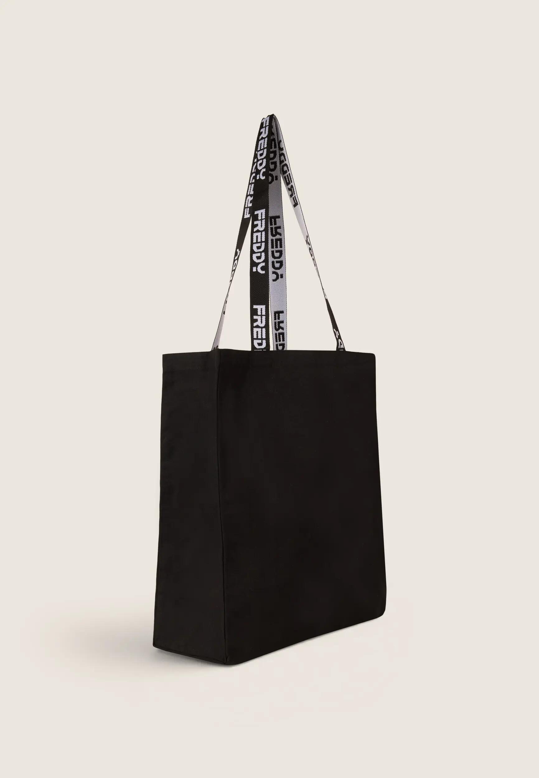 Borsa Shopper da Donna in Tela con Loghi a Contrasto 3/3