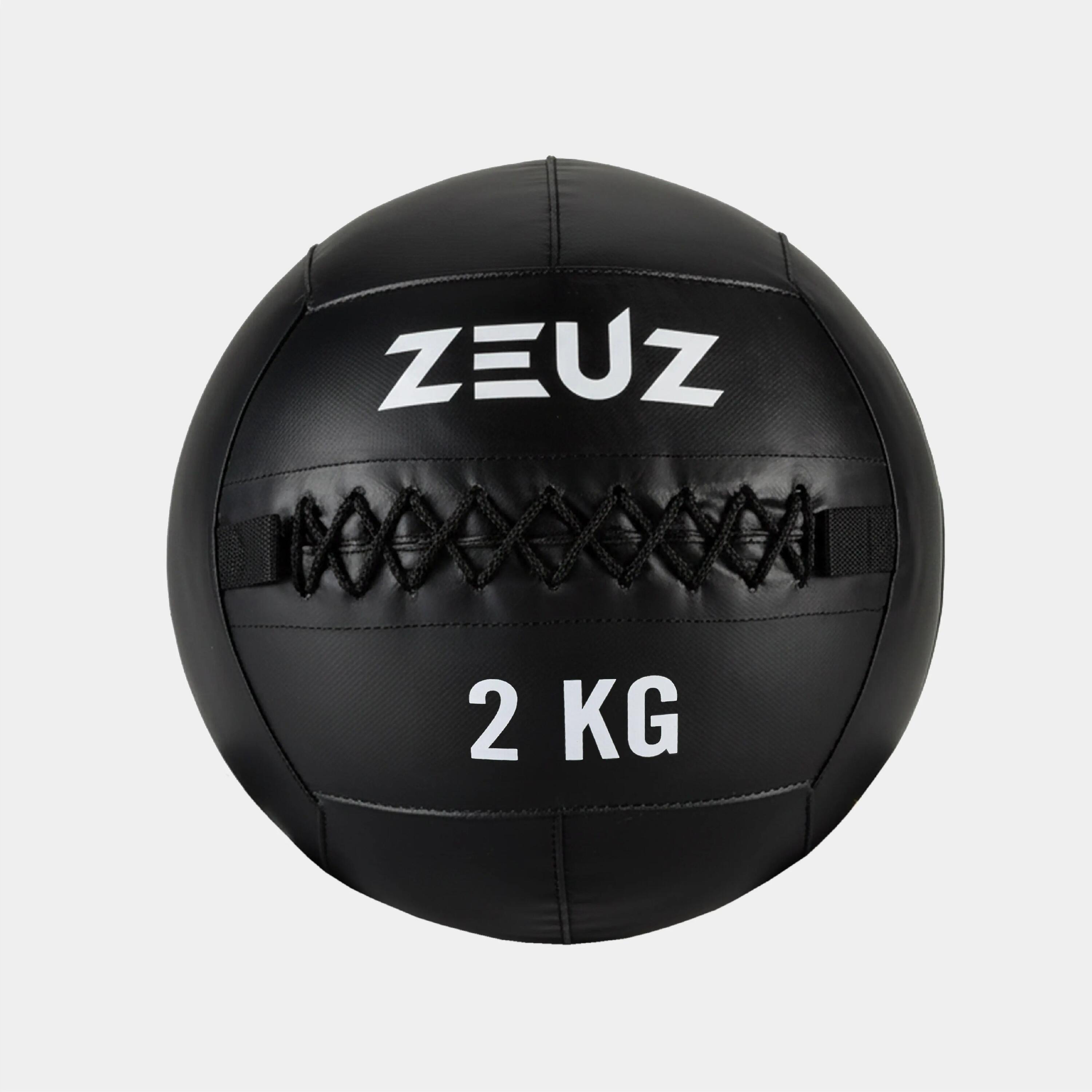 Wall ball ZEUZ 2 KG Pro+ – Functional fitness & Hyrox – Noir & Blanc 1/1