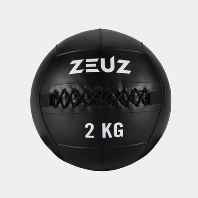 Zeuz wall ball 2 kg pro+ geschikt voor crossfit, fitness & hyrox – zwart & wit