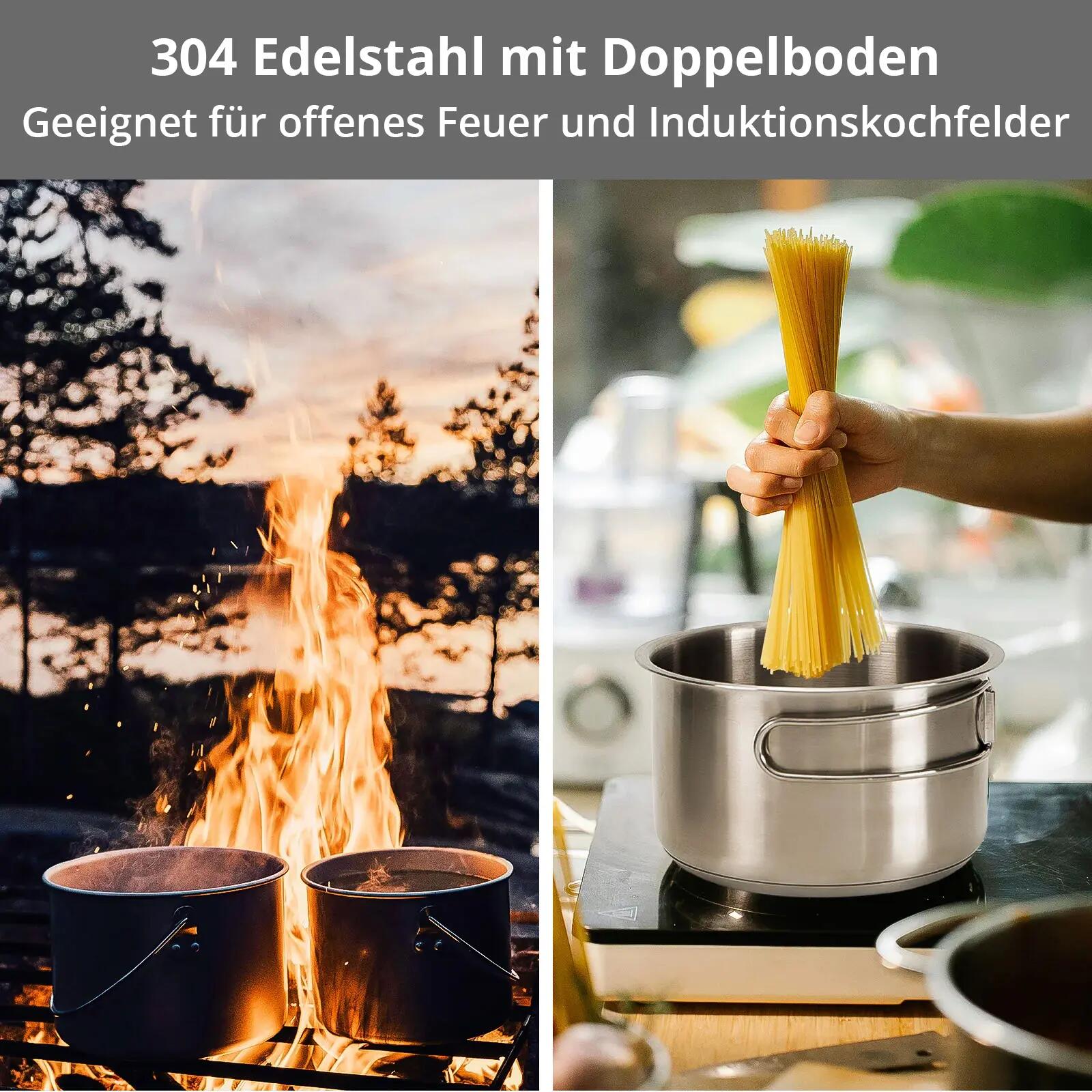 Camping Kochset Basecamp II Outdoor Set Topf Pfanne Teekanne Edelstahl 7/7
