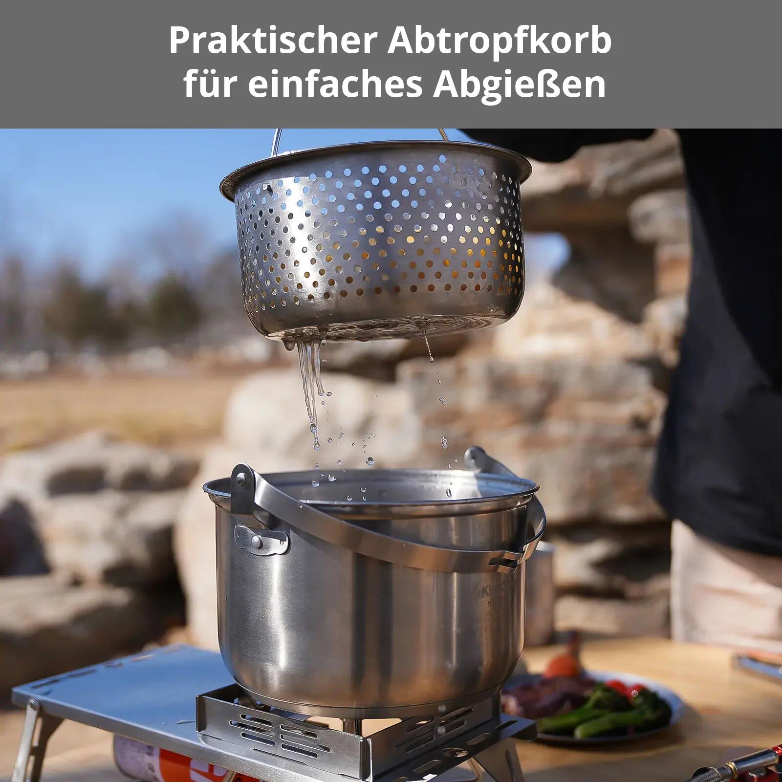 Camping Kochset Basecamp II Outdoor Set Topf Pfanne Teekanne Edelstahl 5/7