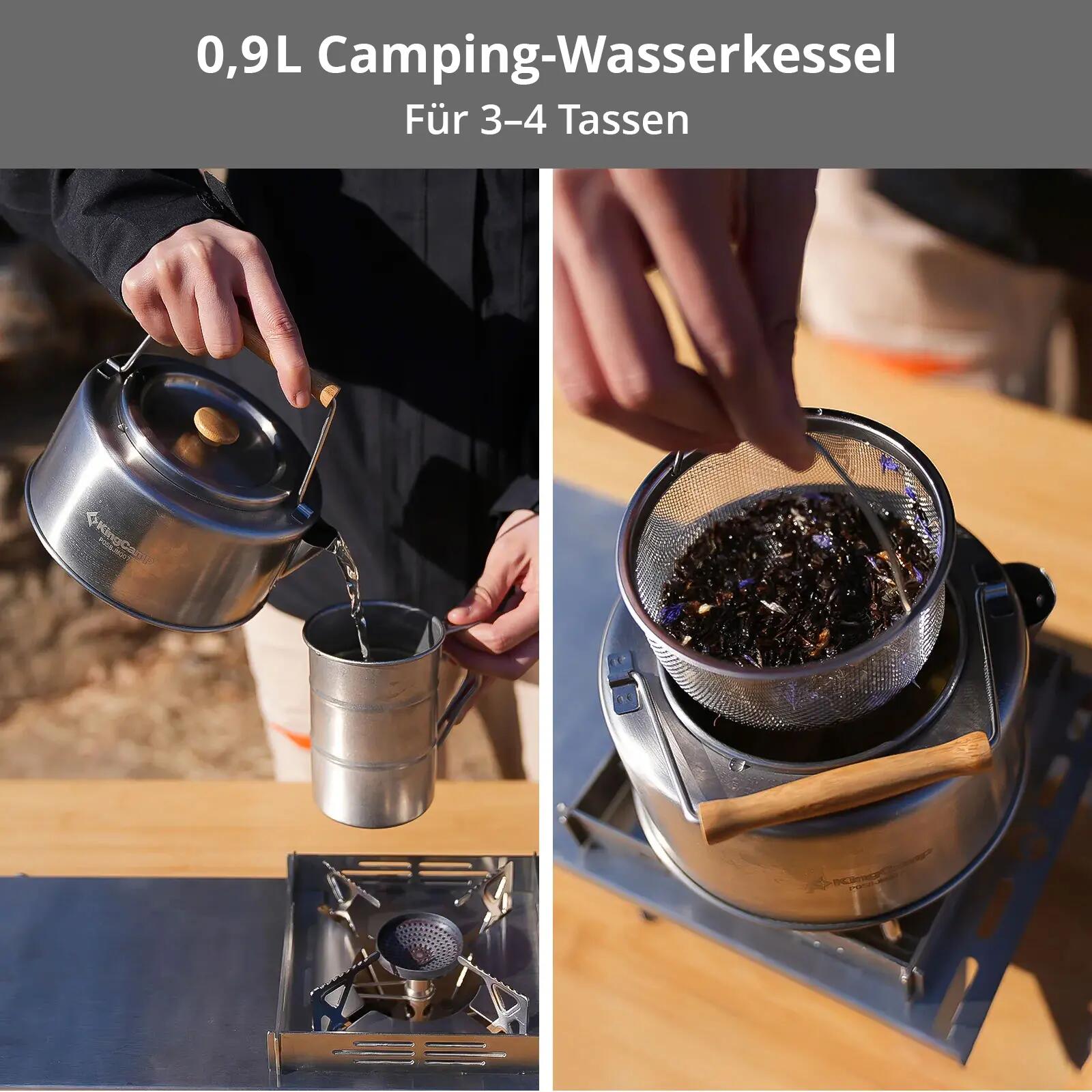 Camping Kochset Basecamp II Outdoor Set Topf Pfanne Teekanne Edelstahl 4/7