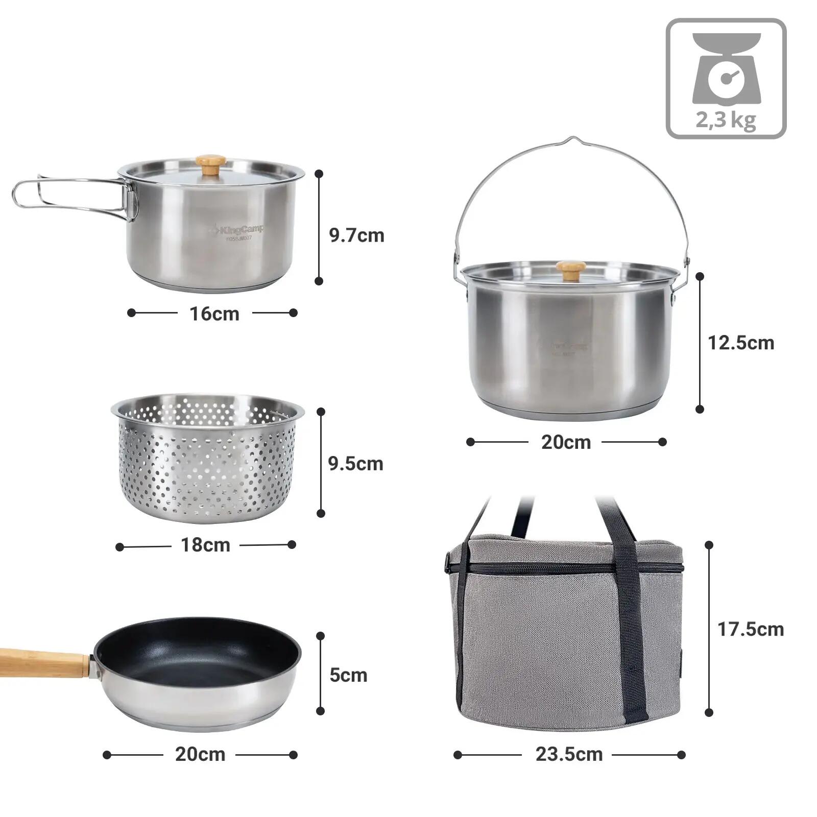 Camping Kochset Basecamp II Outdoor Set Topf Pfanne Teekanne Edelstahl 2/7