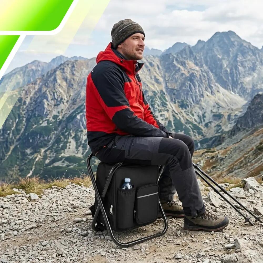 Plecak Turystyczny 3w1 Krzesełko Składane Torba Termiczna Wędkarska Camping 14L 6/7