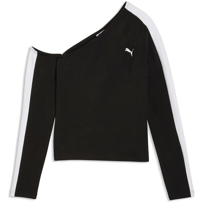 Bluza femei Puma T7 Asymmetric Longsleeve, Negru
