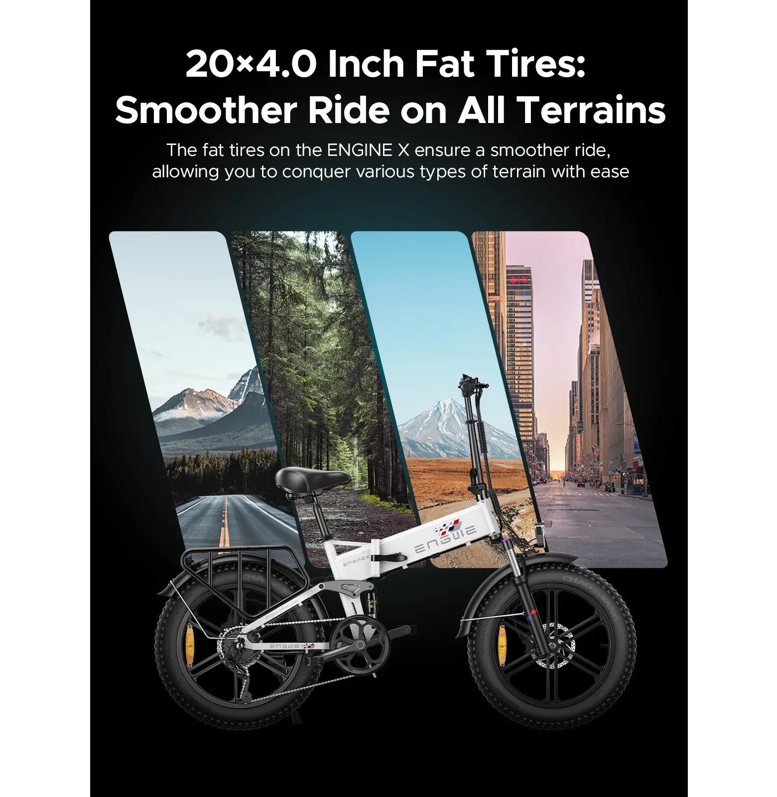 Bicicleta eléctrica ENGWE X 250W 120km PAS suspensión completa neumáticos anchos 14/15
