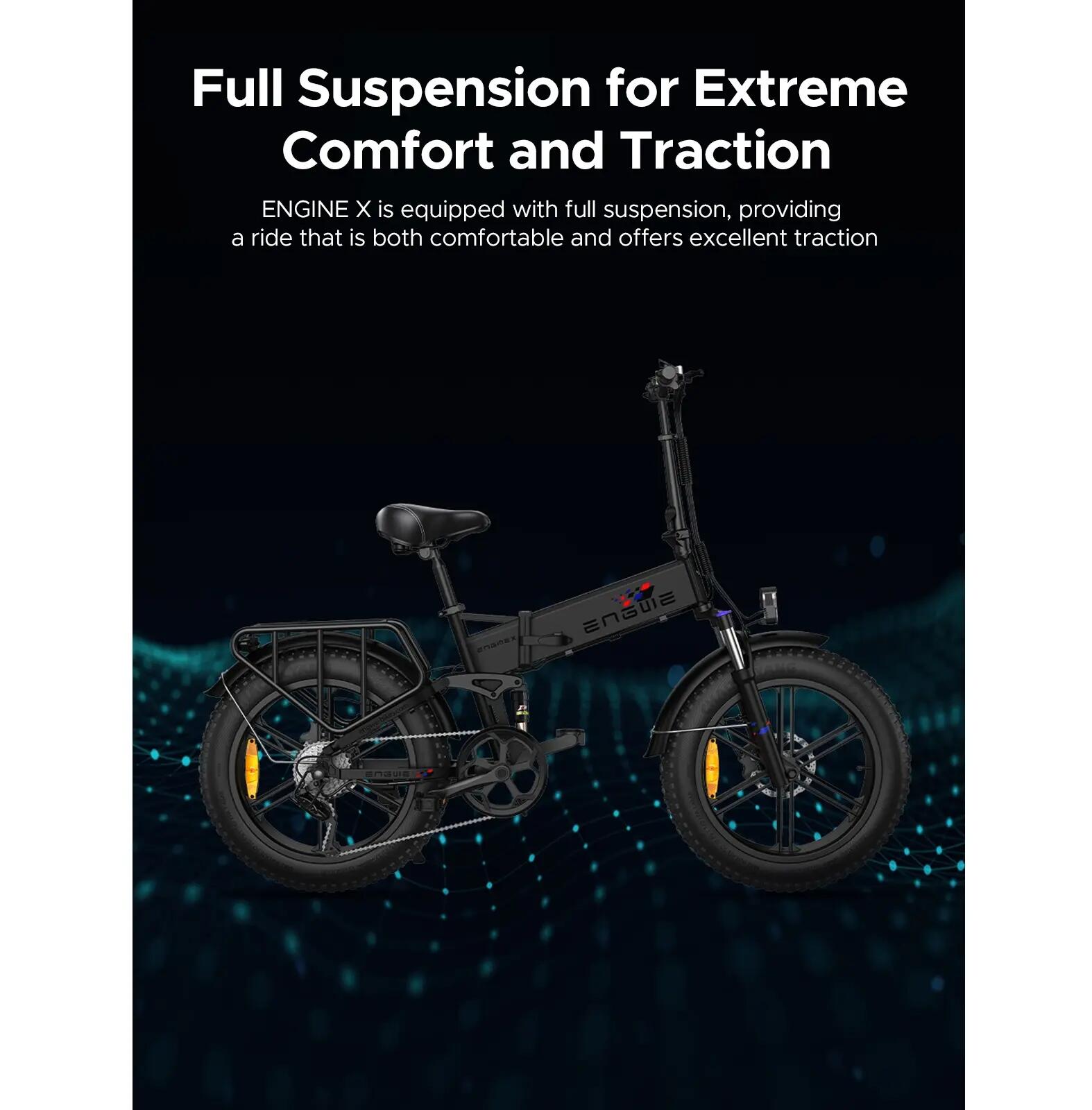 Bicicleta eléctrica ENGWE X 250W 120km PAS suspensión completa neumáticos anchos 13/15