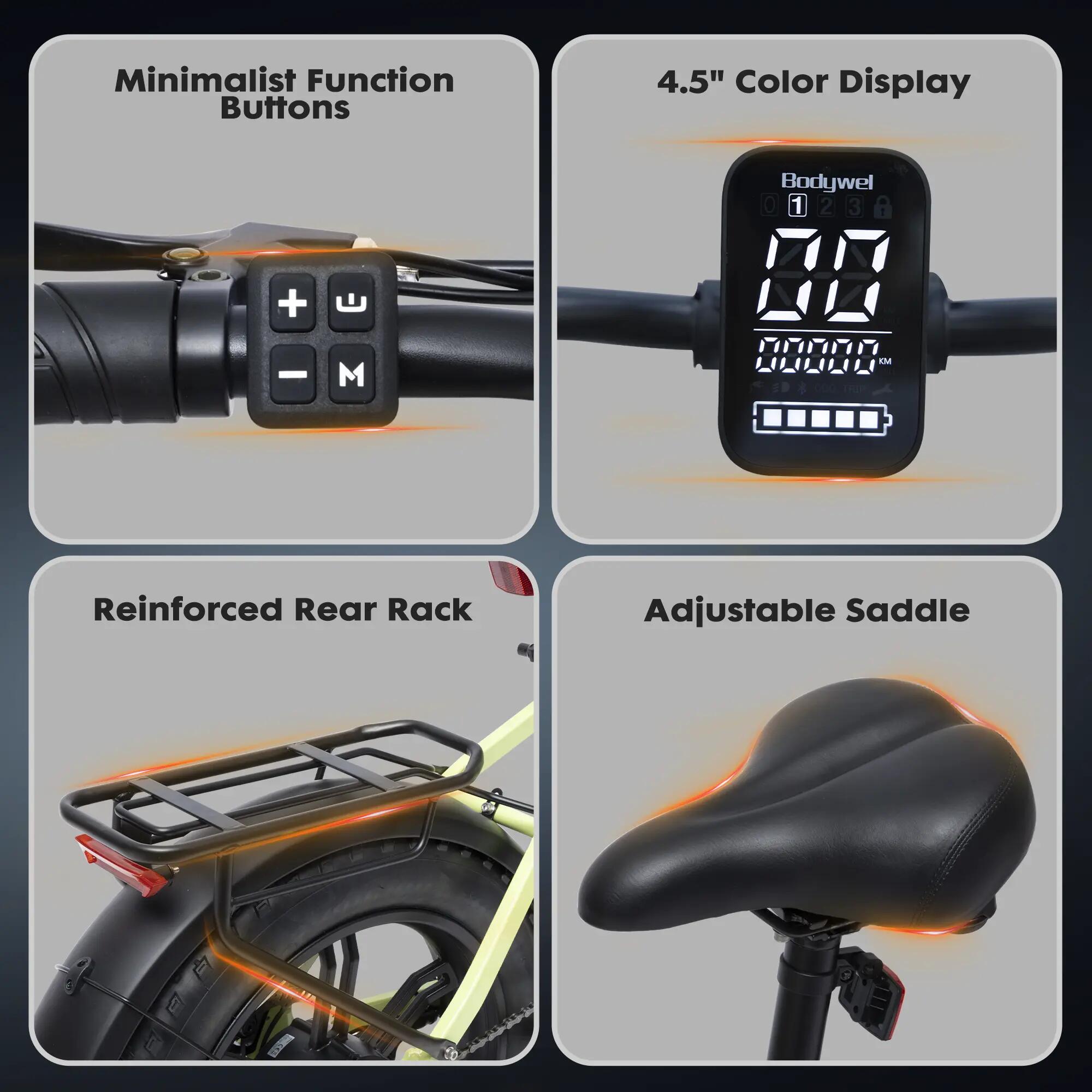 Bicicleta elétrica Bodywel F20PRO, bateria 48V 20Ah, pneus 20 polegadas 5/8