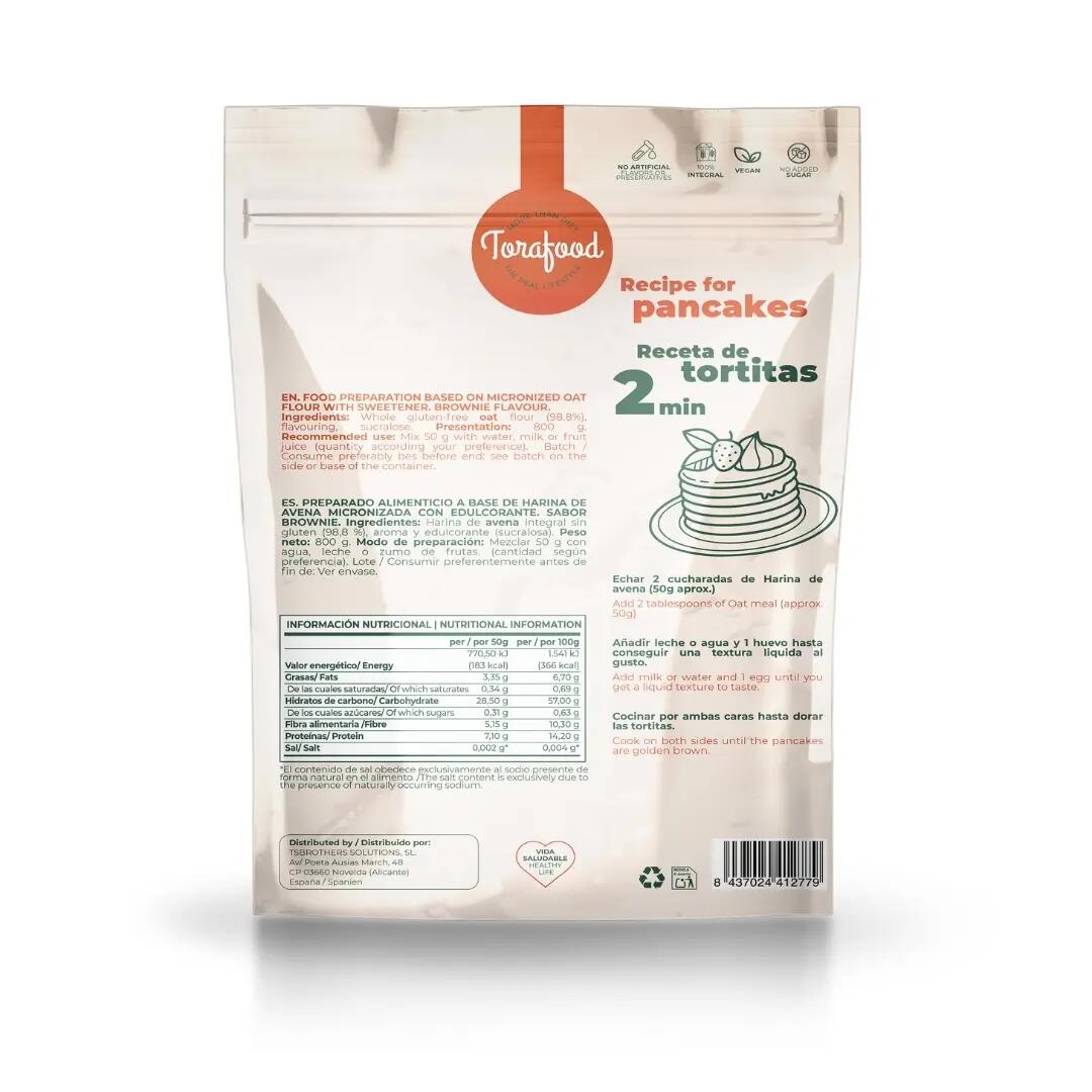 Harina de Avena Sin Gluten Brownie 800G Torafood 2/5