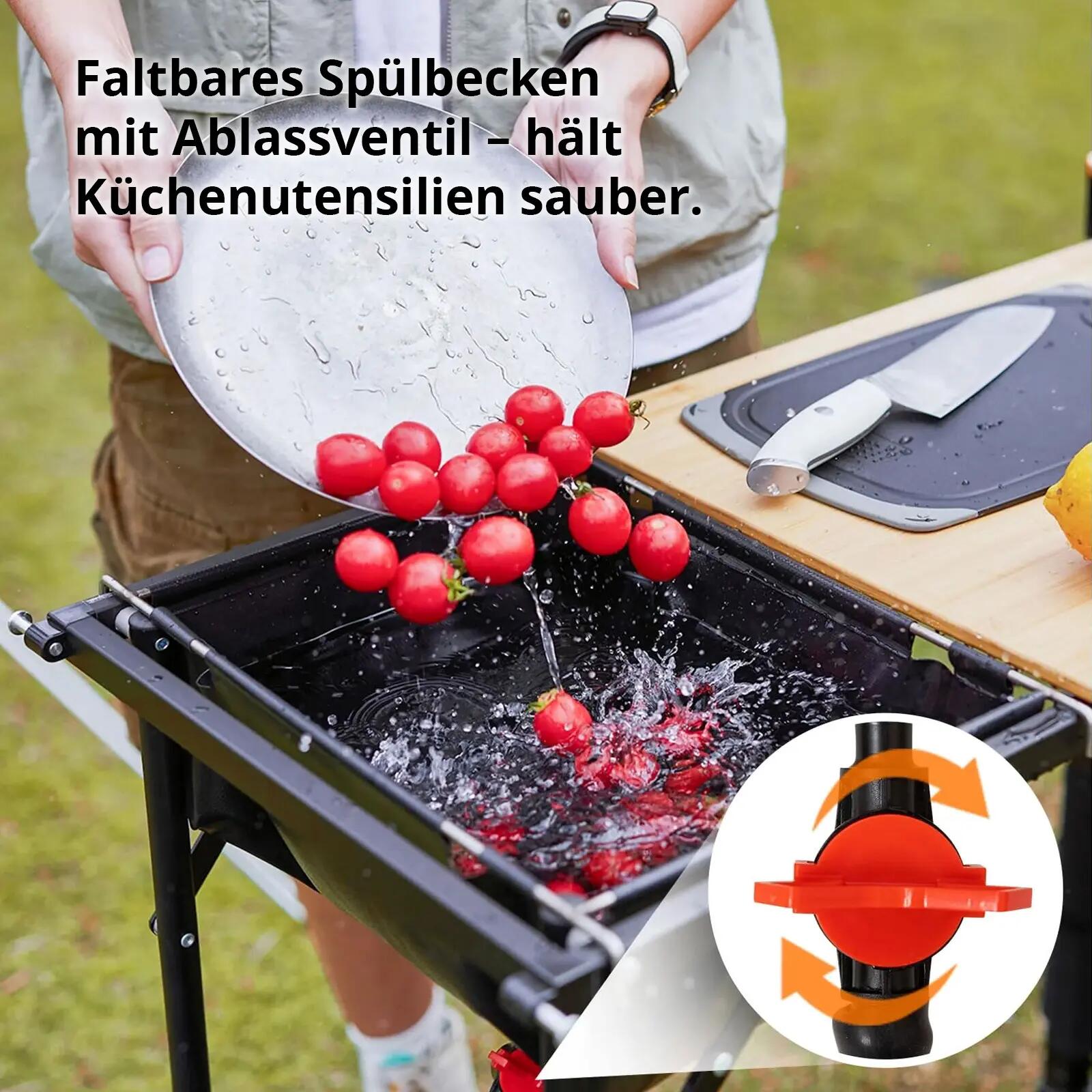 Camping Keuken Opvouwbaar Kast Tafel Opvouwbaar Spoelbak Bamboe Hout 5/7