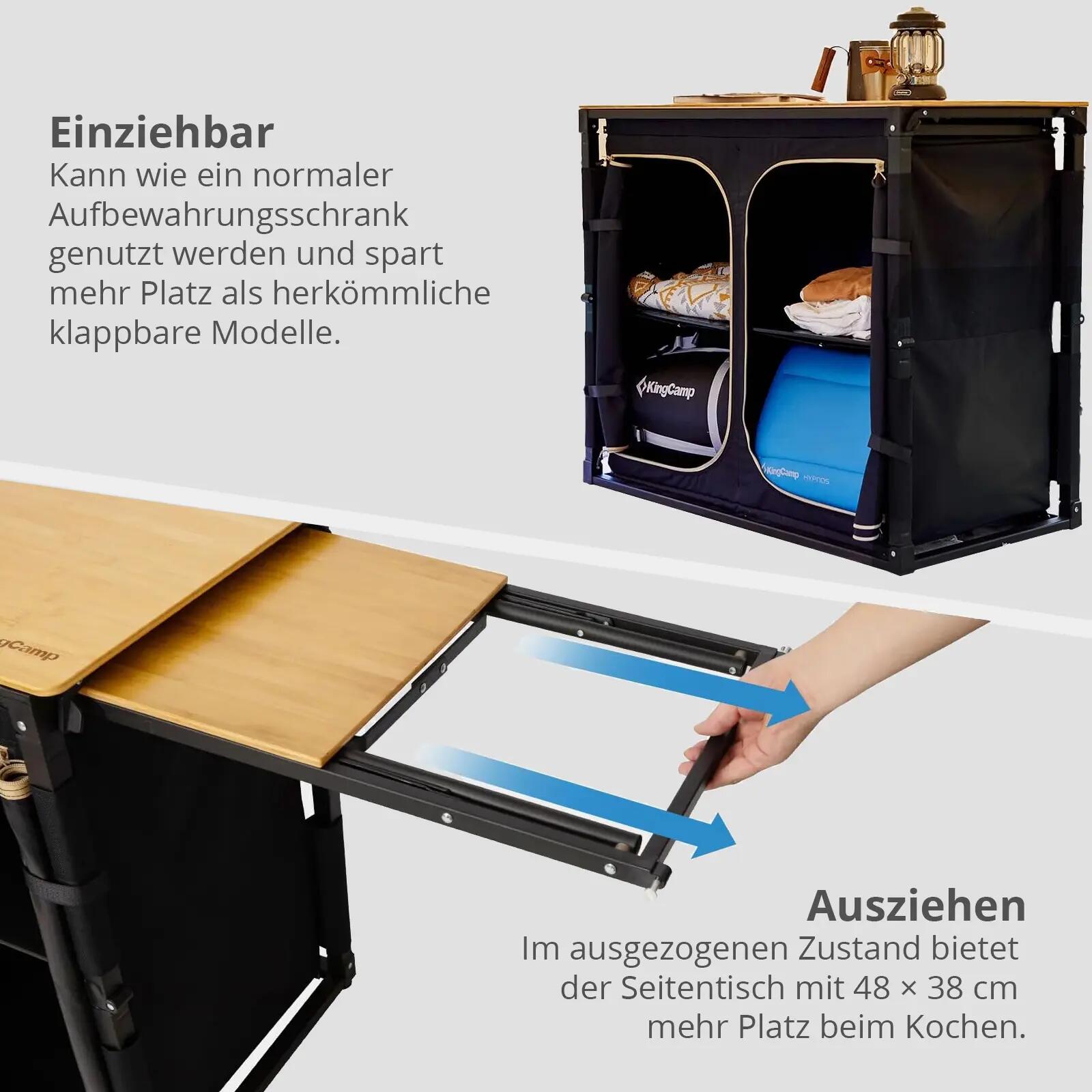 Camping Keuken Opvouwbaar Kast Tafel Opvouwbaar Spoelbak Bamboe Hout 3/7