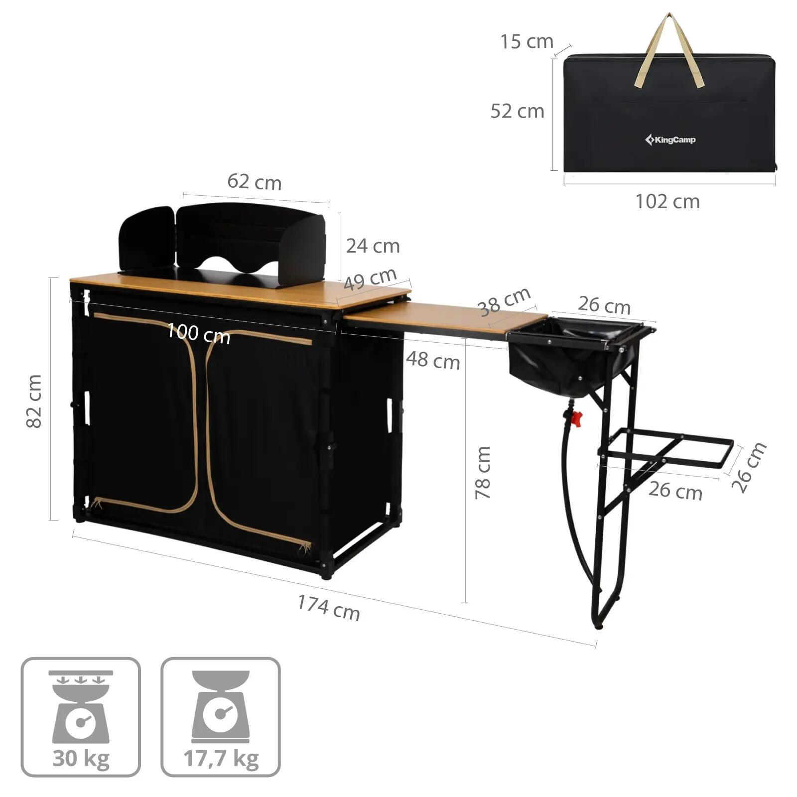 Camping Keuken Opvouwbaar Kast Tafel Opvouwbaar Spoelbak Bamboe Hout 2/7