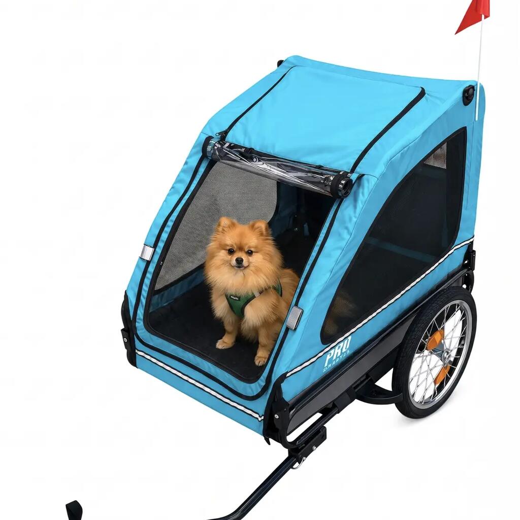 Dog bike trailer Blue – with reflectors – up to 30 kg