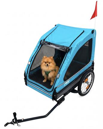 Remorque de vélo pour chien bleue – avec réflecteurs – jusqu'à 30 kg