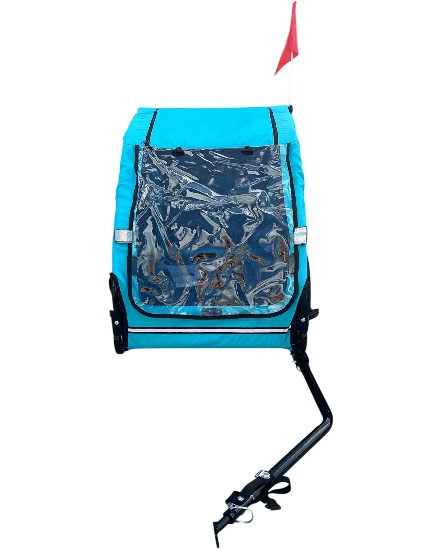Remolque de lujo azul para perros (hasta 30 kg), plegable, para bicicleta 9/14