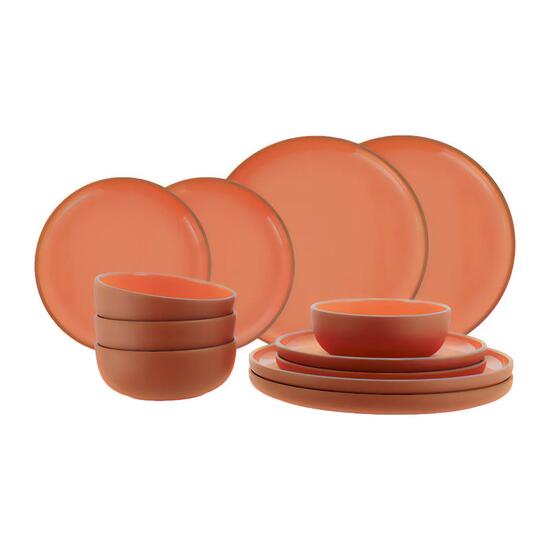 Geschirr Set Avila Camping Teller Schüssel Keramik Optik 12 teilig