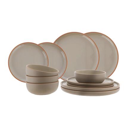Geschirr Set Avila Camping Teller Schüssel Keramik Optik 12 teilig