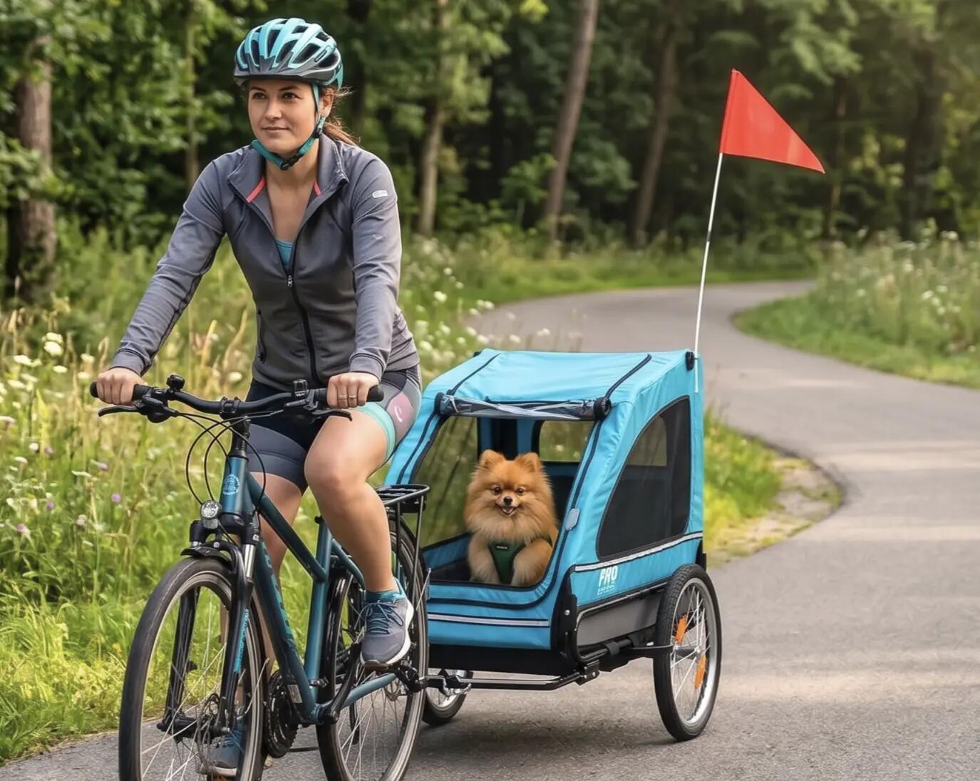 Remorque de vélo pour chien bleue – avec réflecteurs – jusqu'à 30 kg 4/13