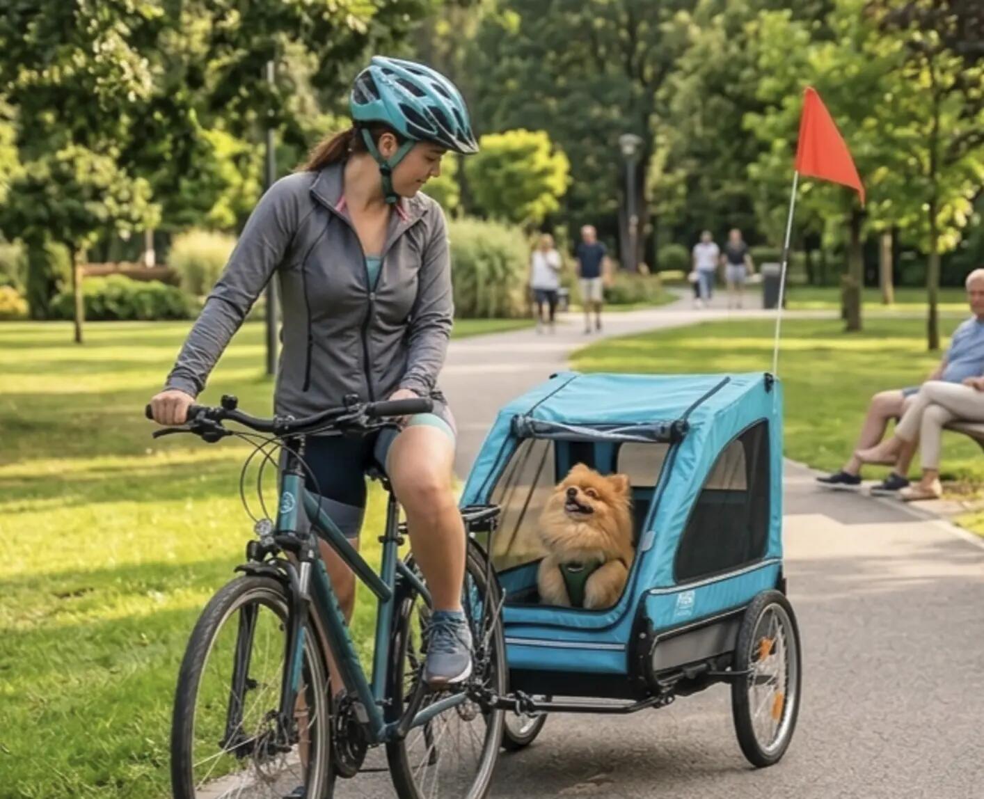 Remorque de vélo pour chien bleue – avec réflecteurs – jusqu'à 30 kg 2/13