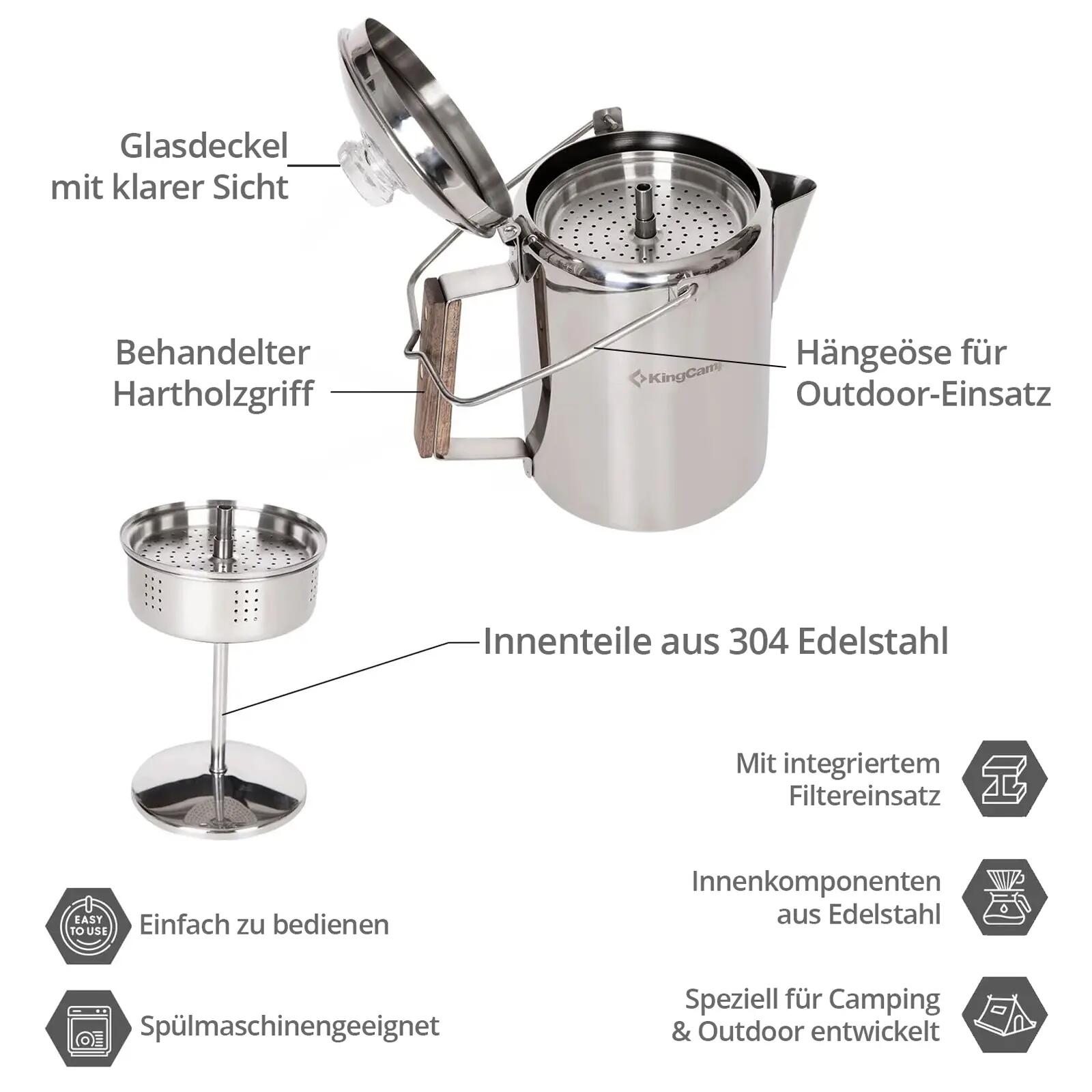 Happy Brew Percolator 1 L Cafetera Espresso de acero inoxidable 1,7 L 3/7