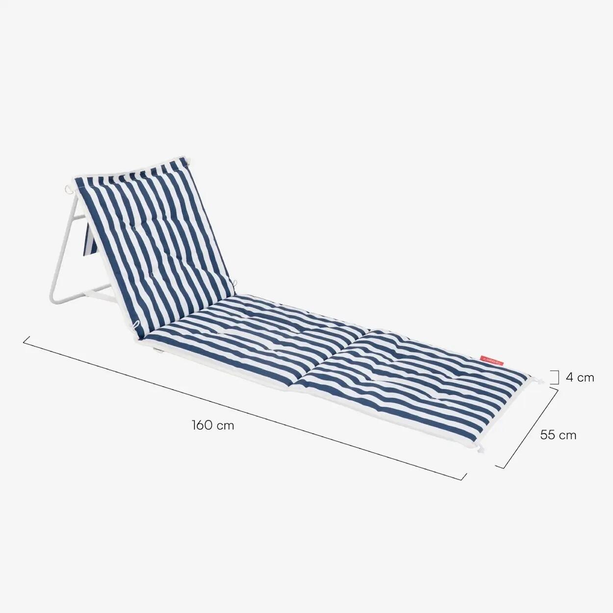 Flamingueo chaise plage pliante transat polyester bleue 6/6