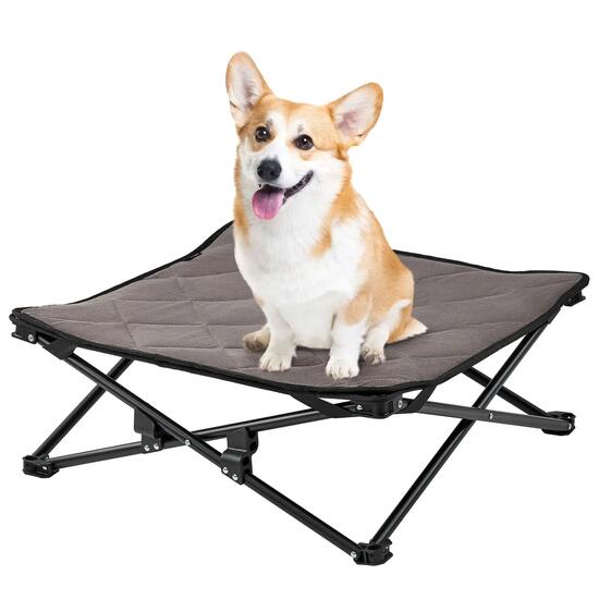 Lit pour chien Chaise longue Tapis Pliable Rehaussé Lavable Mesh 57x57cm
