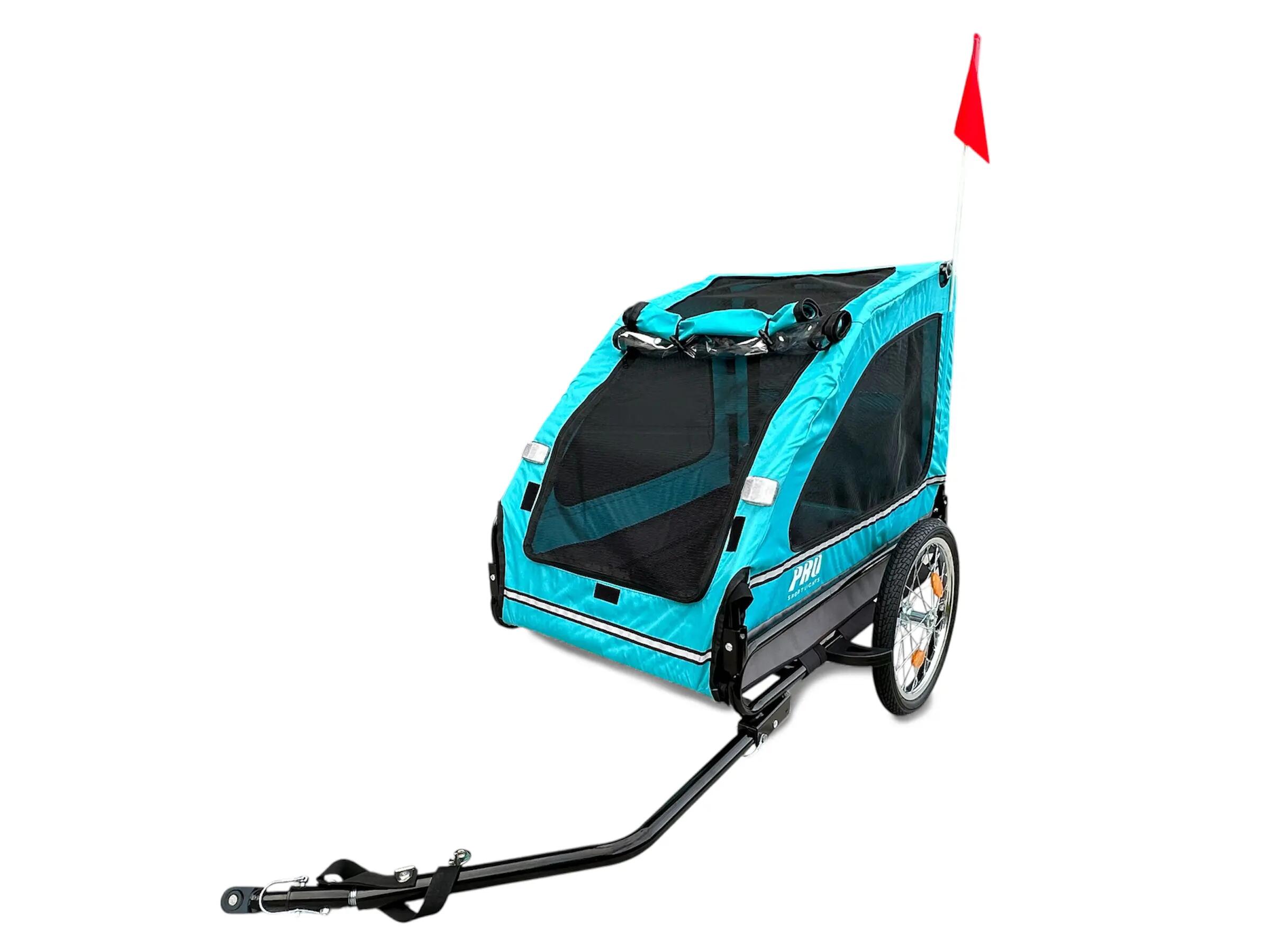 Remolque de lujo azul para perros (hasta 30 kg), plegable, para bicicleta 14/14