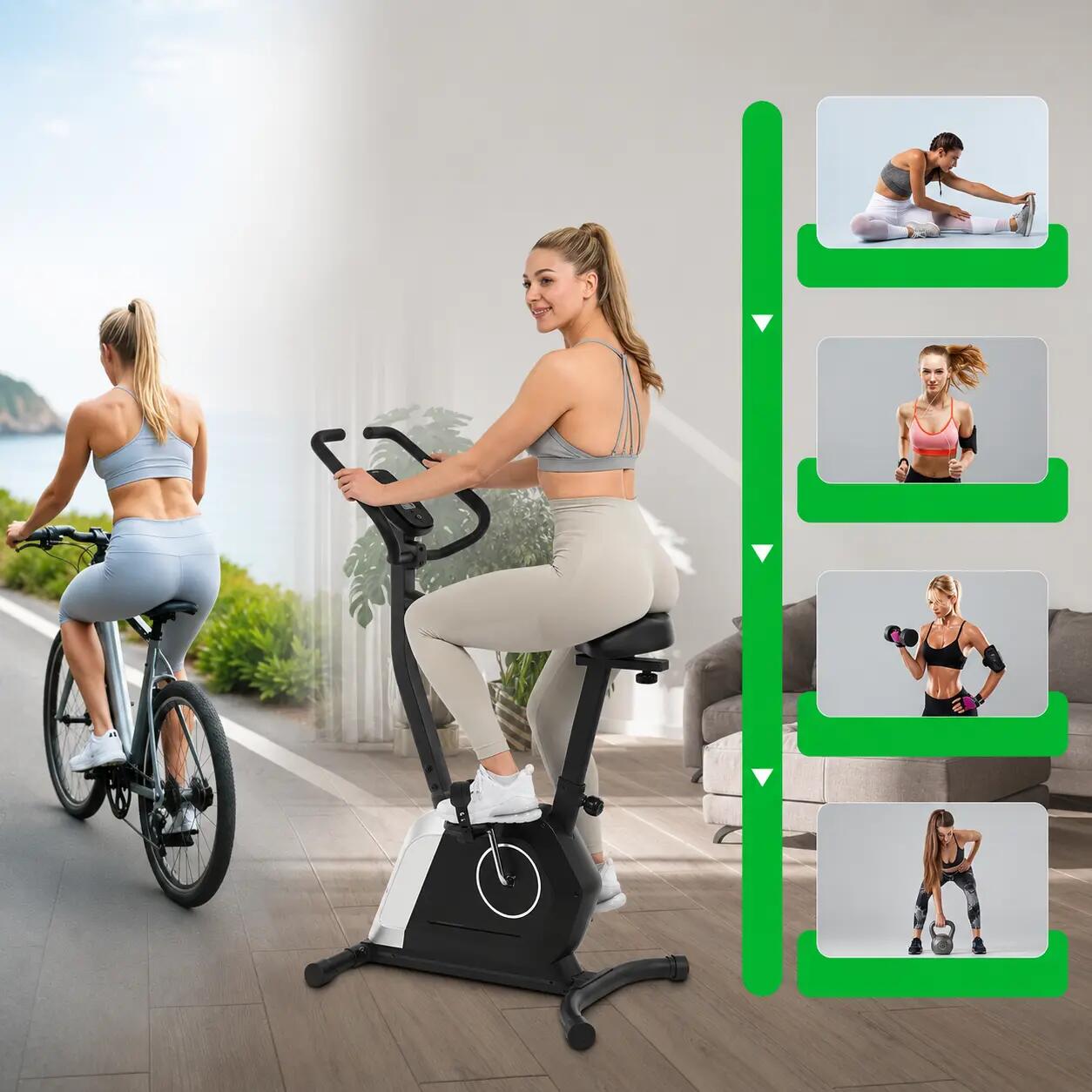 Heimtrainer Activ mit Magnetbremse, 14 Stufen & Komfortsattel 2/10