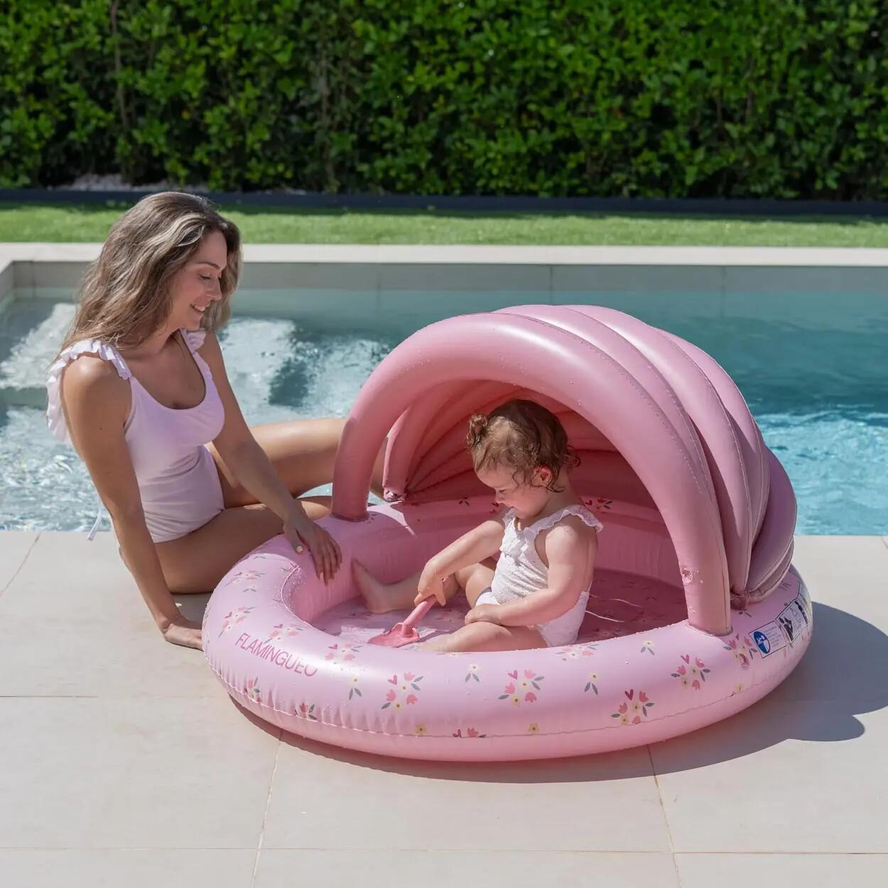 Flamingueo Piscine Enfant Avec Auvent PVC Rose 5/6