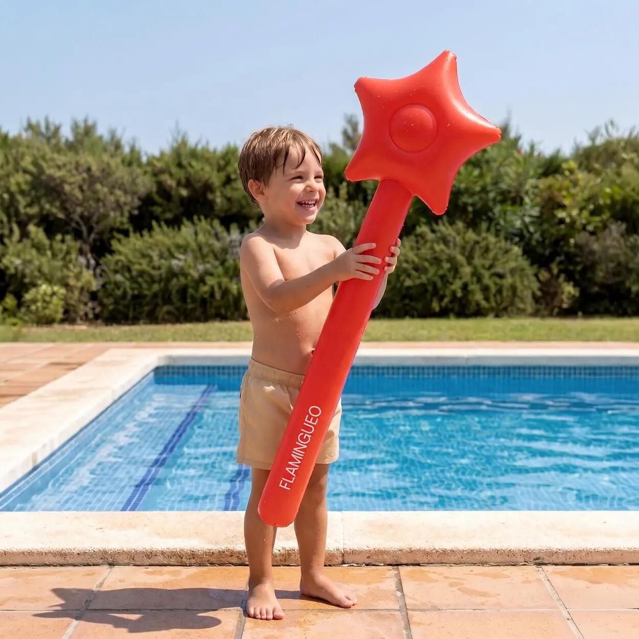 Flamingueo Bouée Étoile Géante Piscine PVC Rouge 3/5