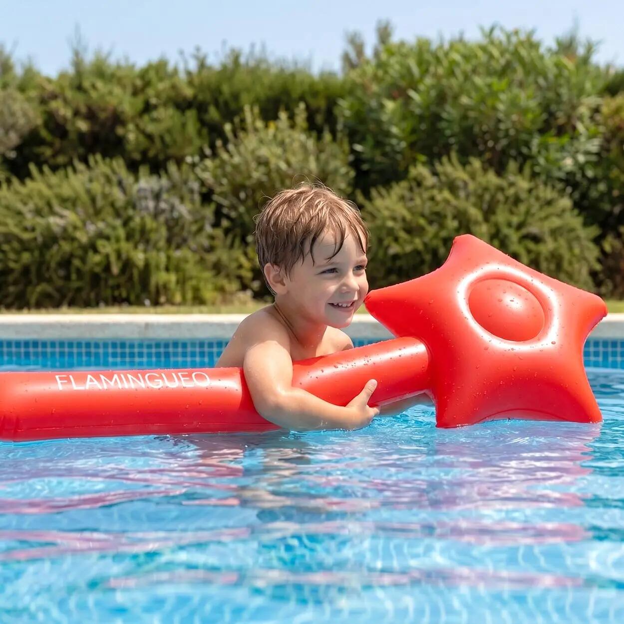 Flamingueo Bouée Étoile Géante Piscine PVC Rouge 2/5
