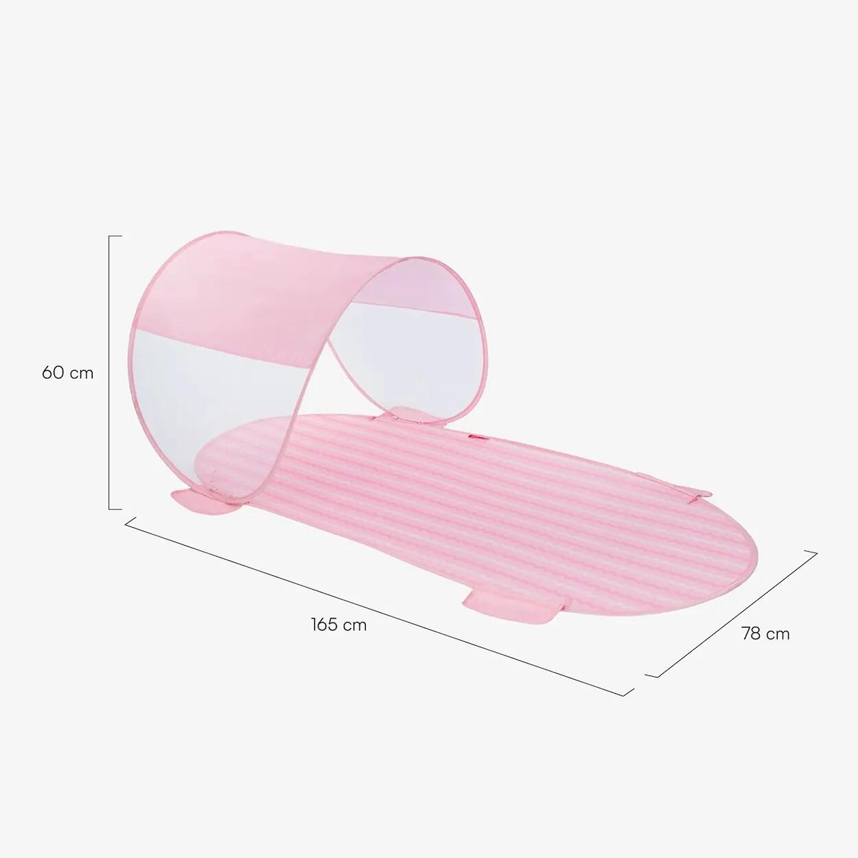 Flamingueo esteira de praia com toldo multiposição rosa 8/8